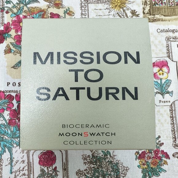 👑POSH NWT Swatch X Omega Bioceramic Moonswatch Mission To Saturn Watch - Picture 5 of 5